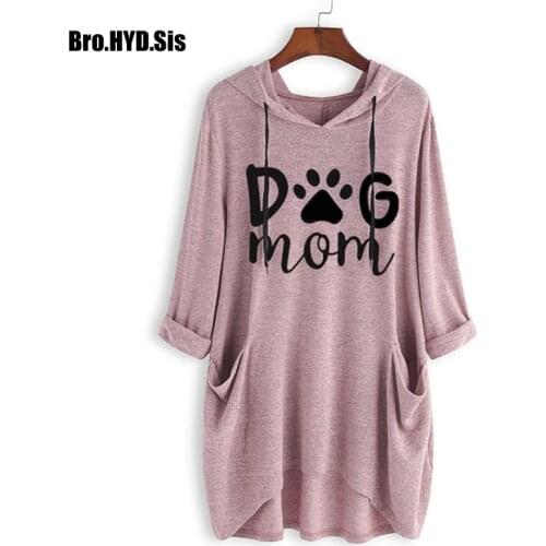Cute Dog Mom Letter Print Ladies Pullovers Sweatshirts Women Knit Long Hoodies Spring Autumn Girls Woman Pink Tops Asia Size