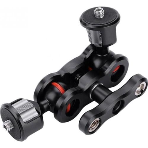 Multi-Function Dual Ball Head Hot Shoe Magic Arm Mount Adapter 1/4'' Screw for Sony Canon Nikon DSLR Cameras Magic Arm plate
