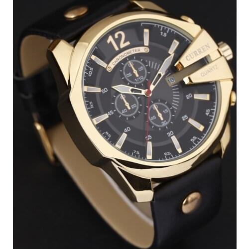 Curren 8176 Men Watches Top Brand Luxury Gold Male Watch Fashion Leather Strap Outdoor Casual Sport Wristwatch With Big Dial