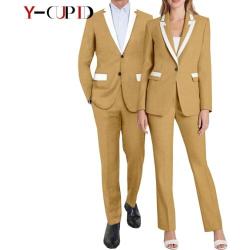 Formal Couples Clothing Women Suits Office Sets Matching Men Outfits Blazer and Pants Sets Work Suit Coats and Trousers Y21C022