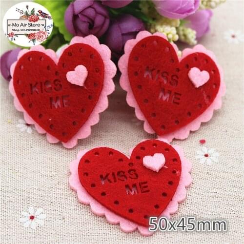 5.0CM Non-woven patches red heart Felt Appliques for clothes Sewing Supplies diy craft ornament