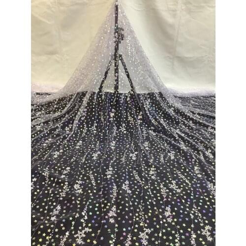 New exquisite and colorful five-pointed star + bead tube tulle embroidery, good quality and good price, suitable for cute ladies