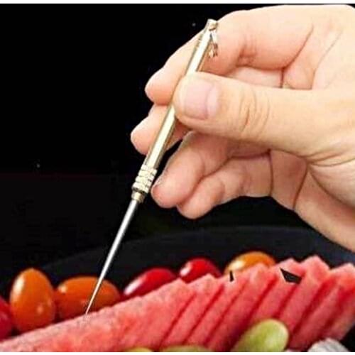 Portable Titanium Toothpick Multifunctional Fruit Fork Camping Tool Toothpick Tube Creative Toothpick Keychain Kitchen Tableware