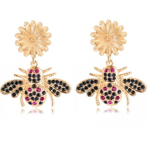 Pri Jin New Creative Exaggerated Insect Earrings Alloy Earrings Women Fashion Jewelry Dangle Earrings Gold Earring Ear Ring