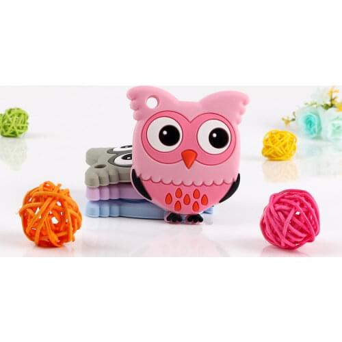 Kovict 1pcs Baby Silicone Teethers Cartoon Parrot owl Teething Products Accessories for Kids Children Pacifier Chains BPA Free