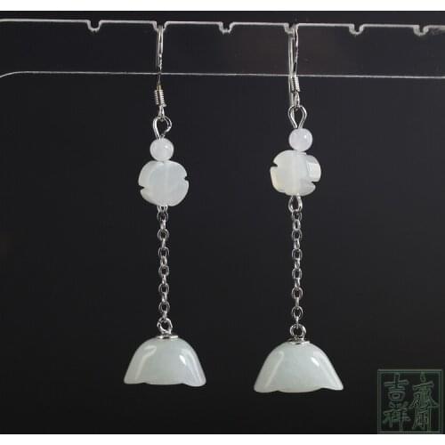 925 Silver Natural Emerald Yuanbao Bead Circular Beads Earrings Original DIY By Hand Accessories Women Stone Jewelry