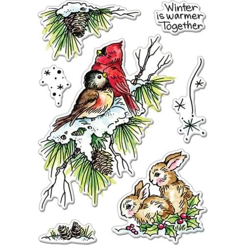 Winter Birds And Bunnies Transparent Clear Stamps Silicone Seals 2020 New Stamp for DIY Scrapbooking Paper Crafts Cards Making