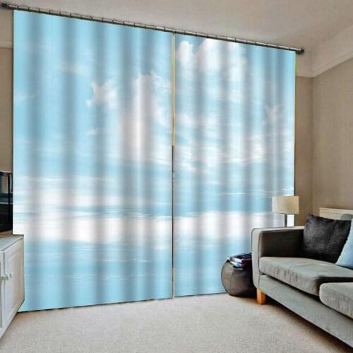 Blue curtains sky 3D Curtain Luxury Blackout Window Curtain Living Room stereoscopic curtains