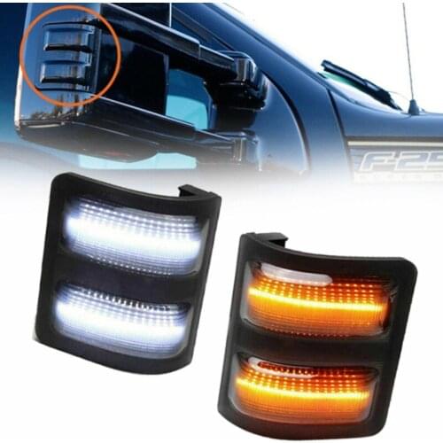 2pcs high power white yellow Smoked Lens Amber LED Side Mirror Marker Parking Lamps For 2008-2016 Ford F250 F350 F450 Super Duty