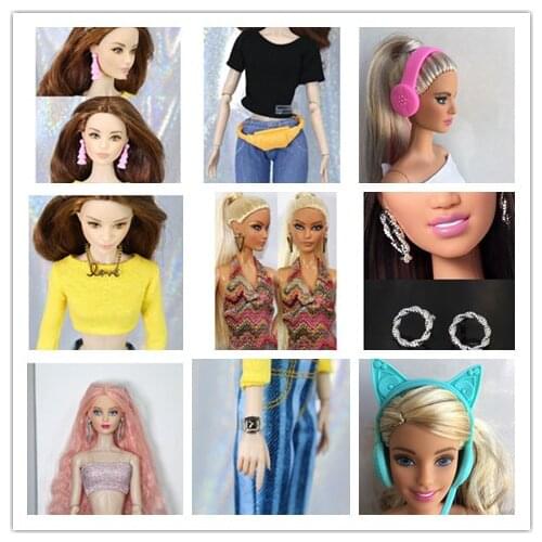 Dolls Jewellery Pearl Necklace Earrings Watches Belt bags Headphone for Toy Dolls Dress Up