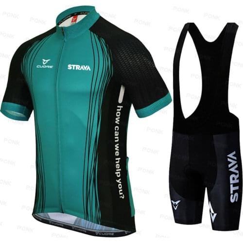 New STRAVA Cycling Sets Bike uniform Summer Cycling Jersey Set Road Bicycle Jerseys MTB Bicycle Wear Breathable Cycling Clothing