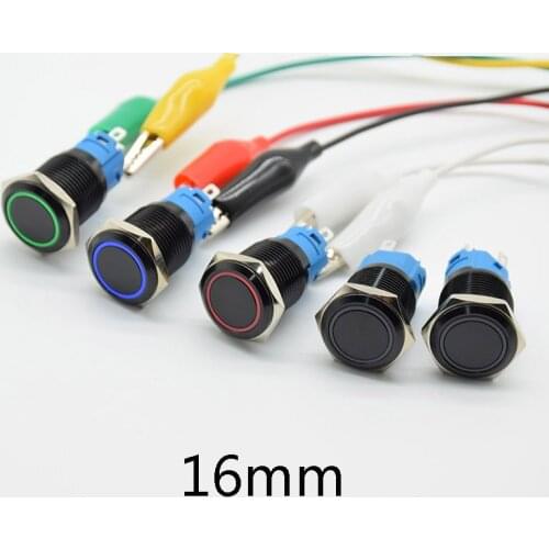 5V 12V 24V 110V 220V LED self-Locking/reset 16mm Waterproof Metal Push Button Switch maintained metal switch Latching red blue