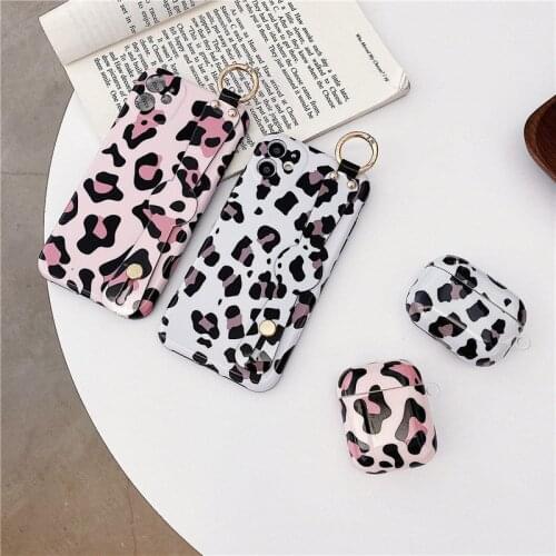 Set For iPhone 12 Pro Max 11 XR XS X 8 7 Leopard Pattern IMD Protect Case +AirPods Pro 3 2 1 Earphone Cover