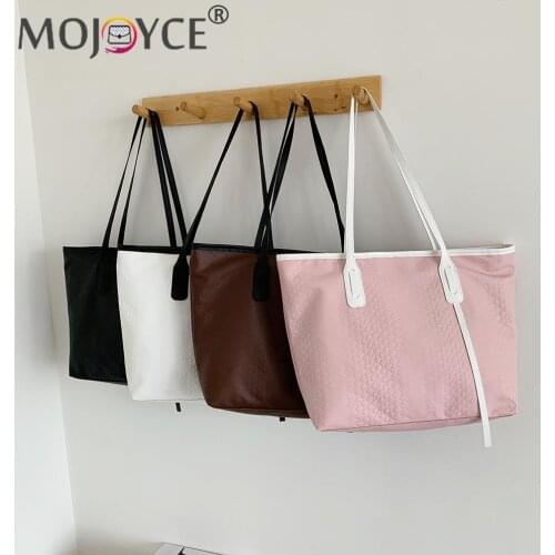 Ladies Exquisite Scale Pattern Shoulder Bags Large Capacity Shopping Travel Handbags Simple PU Leather Tote Bags