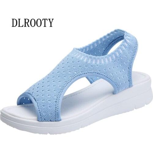 Women Sandals 2019 Summer Shoes Woman Breathable Flats Wedges Fashion Peep Toe Slip On Comfortable Casual Platform Female Slides