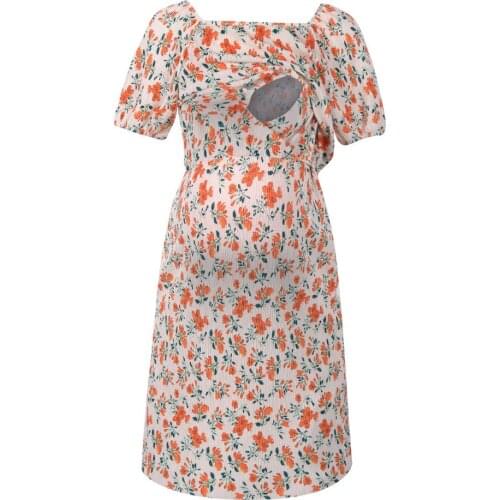 Women Maternity Dress Nursing Breastfeeding Clothes 2021 Summer Short Sleeve Loose Maxi Dress Nursing Pregnant Clothes