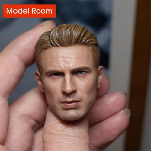 For Collection 1/6 America Leader Chris Evans Head Sculpt Male Head Carving Model for 12'' Man Action Figure Body