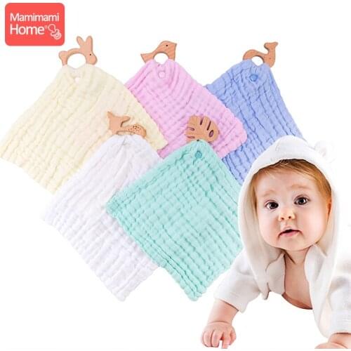 1pc Baby Teether Wooden Animal Pendant Baby Bibs Beech Rodent Wooden Blank Cotton Newborn Feeding Drool Bib ChildrenS Goods Toy