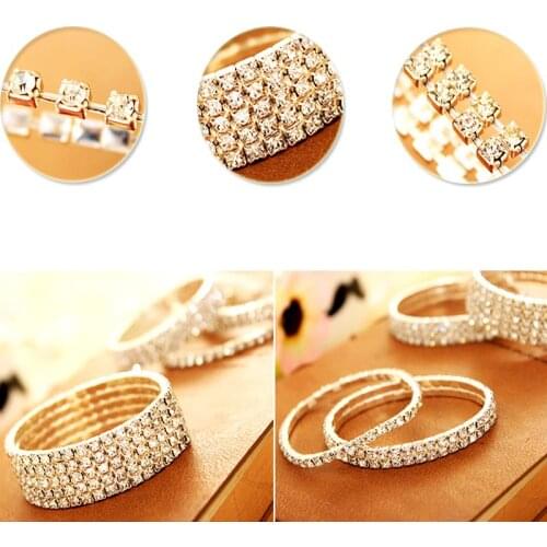1pc New Crystal Rhinestone Stretch Bracelet Bangle Wristband Elastic Wedding Bridal Gift