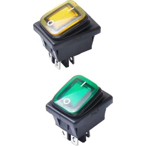 2pcs Green Yellow 4 Pin 2 Position Rocker Toggle Switch for Car Truck Boat