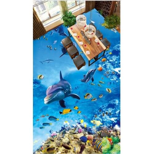 3d flooring Blue Ocean World Bathroom Bedroom 3D Floor 3d bathroom wallpaper waterproof
