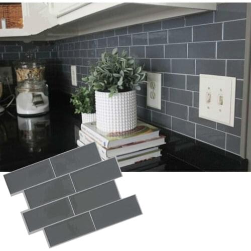 3D Grey brick Subway Tile Peel and stick Self Adhesive Wall Decal Sticker DIY Kitchen Bathroom Home Decor Vinyl Wall Stickers
