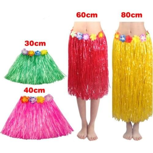 40cm 60cm Tropical Hawaiian Luau Hula Skirt Dress Up Grass Skirts Wedding Party Favor Birthday Dance Flower Wreath Garland