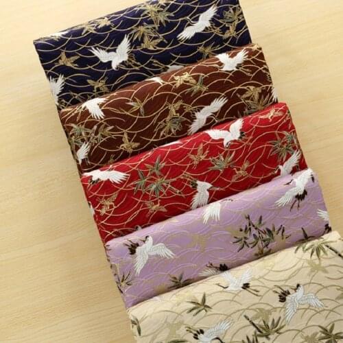50cm*110cm red-crowned Crane bronzing Print Cotton Fabric sewing bag hat wallet cloth High Quality print embossed cloth