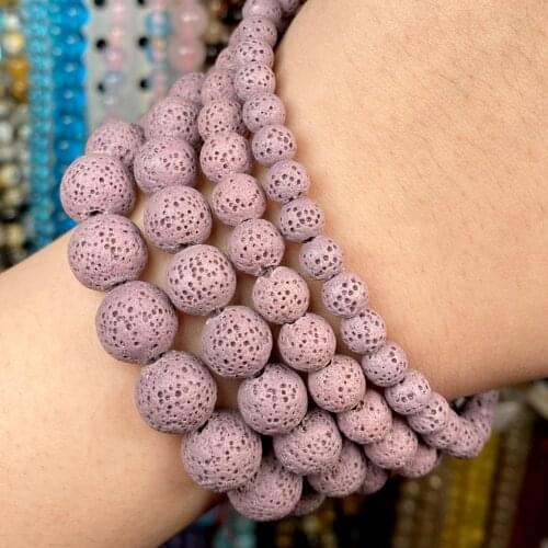 6-12mm Dull Polish Natural Purple Volcanic Rock Lava Stone Loose Spacer Matte Beads For Jewelry Making Diy Accessories 15