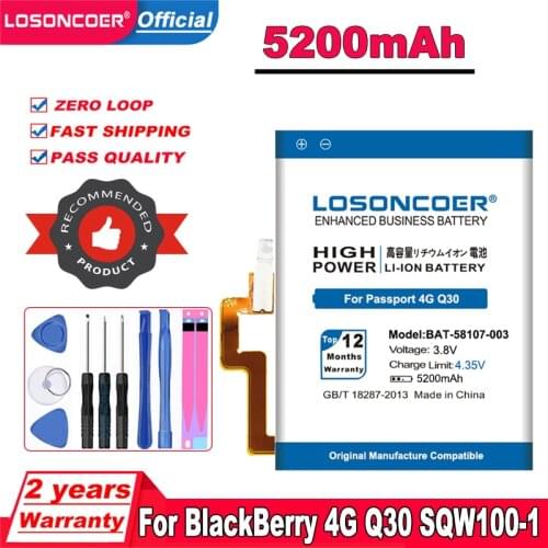 LOSONCOER 4800mAh BAT-58107-003 for BlackBerry Passport 4G Q30 SQW100-1 SQW100-3 Windermere Smart Phone Battery+Free Tool kit