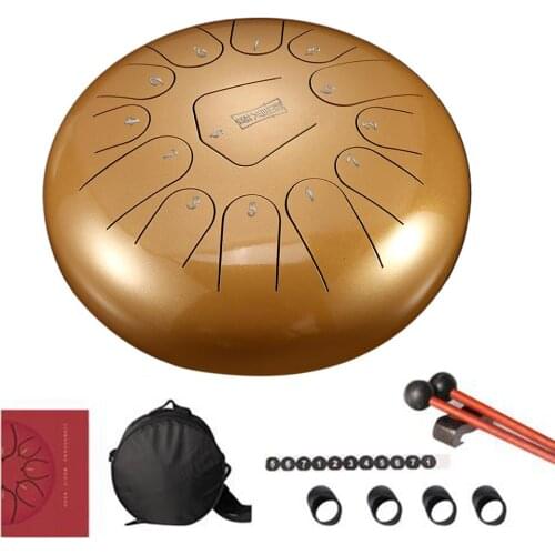 Tongue Drum 12 Inch Steel Tongue Drum Set 13 Tune Hand Pan Drum Pad Tank Sticks Carrying Bag Percussion Instruments Accessories