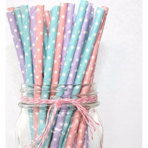 Free Shipping DOT Colorful Birthday Wedding Party Decoration Event & Party Festive Supplies Drinking Paper Straws 25 pcs/bag