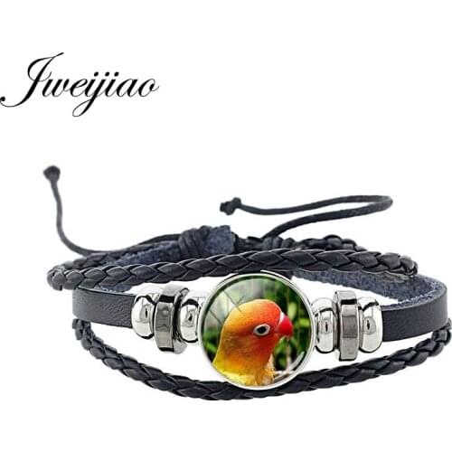 JWEIJIAO Bird Animals world Bracelet Black PU Leather Bangles Fashion Women Men Bracelets Jewelry Handmade Accessories N1022