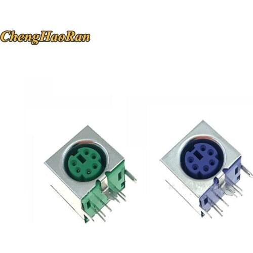 ChengHaoRan 2Pcs Keyboard socket Black/Green/Purple 6 Pins PS/2 PS 2 ps2 Female Socket Jack Connector On PCB