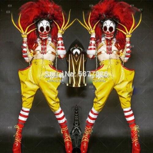 Sexy clown costume Halloween clown amusement park nightclub bar theme party gogo costumes suit