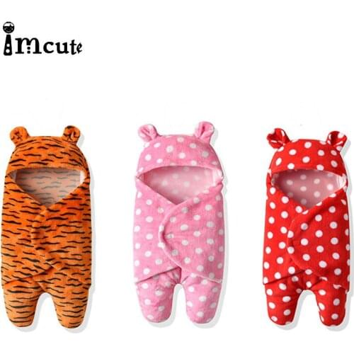 Imcute Autumn Baby Sleeping Bag Envelope For Newborn Baby Winter Dot Swaddle Blanket Wrap Cute Sleeping Bags Solid Baby Bedding