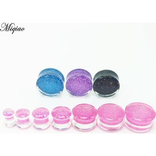 Miqiao 2 Pcs Acrylic Glitter Waist Drum Ear Expander Ear Expander 6-20mm EAR TUNNEL European and American New Style