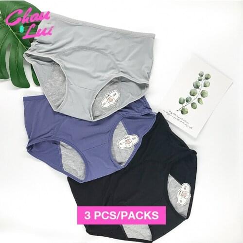 Chau Lui 3pcs/lot Leak Proof Menstrual Panties Physiological Pants Women Underwear Period Cotton Waterproof Briefs Dropshipping