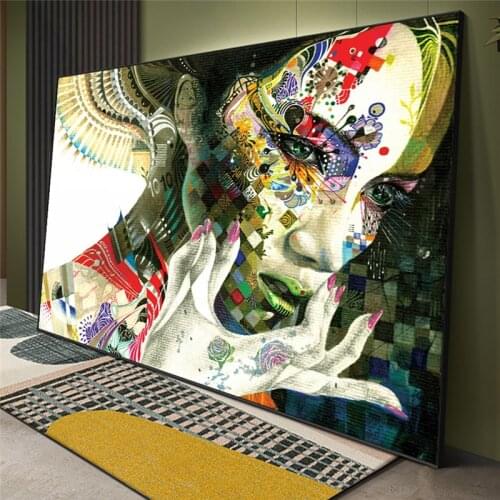 Incredible Colourful Flower Girl Illustrations No Frame Abstract Art Print Canvas Painting On Wall Decoration Cuadros