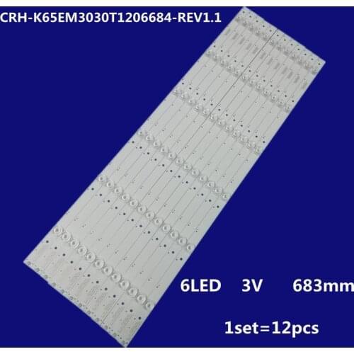 100% New 12pcs/Kit LED strips for 65 TV CRH K65EM3030T1206684 REV1.1 I CRH-K65EM3030T1206684-REV1.1 I 8149010665013