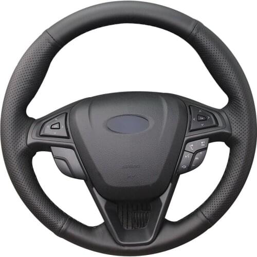 DIY Customize Braiding Black Natural Leather Car Steering Wheel Cover For Ford Fusion Mondeo 2013 2014 Edge 2015 2016