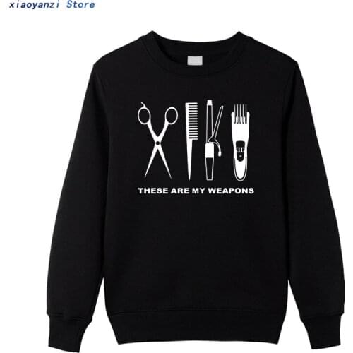 Barber men women sweatshirts O-Neck Cotton Hairdresser Weapon sportswear pullovers scissors Clothing hoodies OT-818