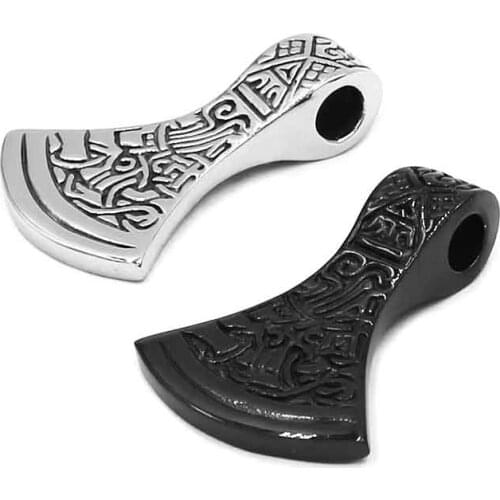 Norse Viking Axe Pendant Stainless Steel Silver Color Black Thor Hammer Celtic Knot Biker Men Pendant Wholesale SWP0387SE