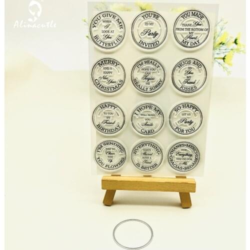 AlinaCraft CLEAR STAMPS greeting letters label round tag DIY Scrapbook Card album paper craft rubber roller transparent stamps