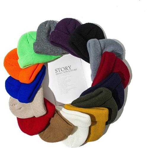 2020 Unisex Beanie Hat Ribbed Knitted Cuffed Winter Hat Warm Short Beanie Casual Solid Color Skullcap Baggy For Adult Men Beanie