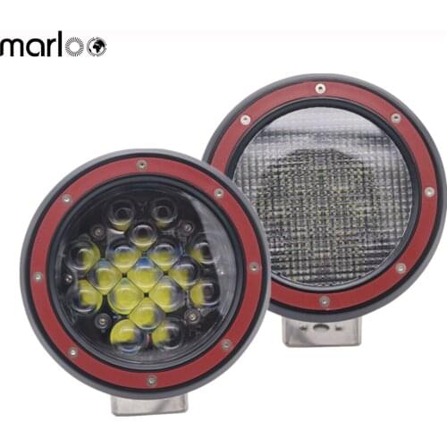 Marloo 5D 5.5" Led Work Light Spot Off Road Fog Driving Roof Bar Bumper For Moto SUV Boat 4x4 Jeep Lamp ( 51w Round Work Light )