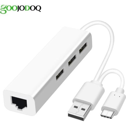 USB 2.0 Hub Type-c Network Card OTG USB Hubs Type C to Rj45 Lan Adapter Gigabit Ethernet USB Splitter for Macbook Laptop phone