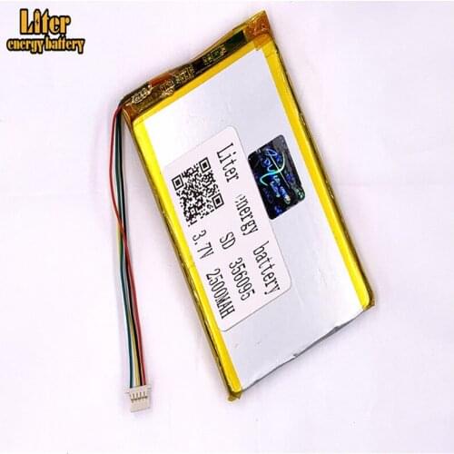 1.0MM 5pin connector 356095 2500mah 3.7V Li-ion Polymer Battery Rechargeable For Digital Camera tablet pc 7inch MP4 MP5 Battery