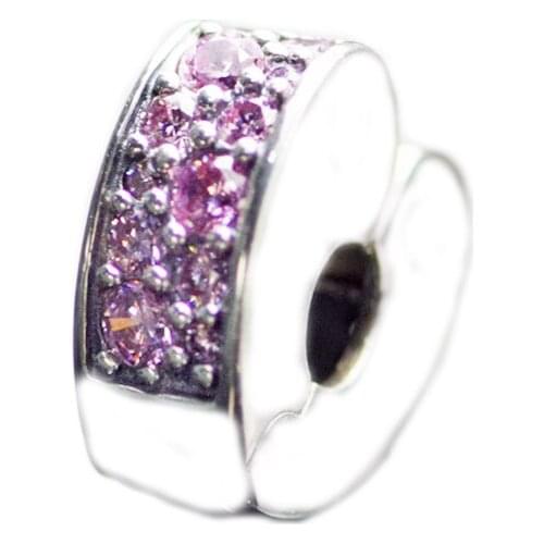 100% 925 Sterling Silver Pink Arcs Of Love Clip Stopper Charms Beads for Jewelry Making Fits Original Bracelet Kralen Berloques