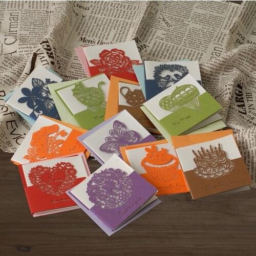 Cute Mini Greeting Cards Multi-purpose Baby/Birthday/Best wishes Small Laser Cut Greeting Cards